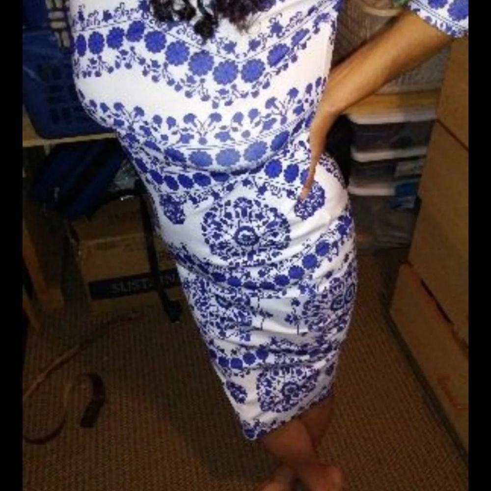 Porcelain Print Pencil Dress